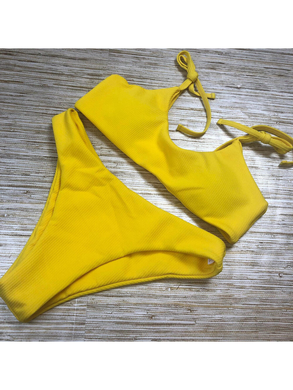 67 SECHICO Women's tie straps Bikini set YELLOW sz S